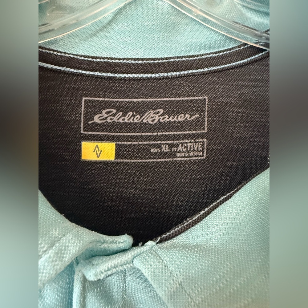 Eddie Bauer Men's Polo Golf Shirt Short Sleeve Fit Active Aqua Blue Sz XL - Picture 2 of 3